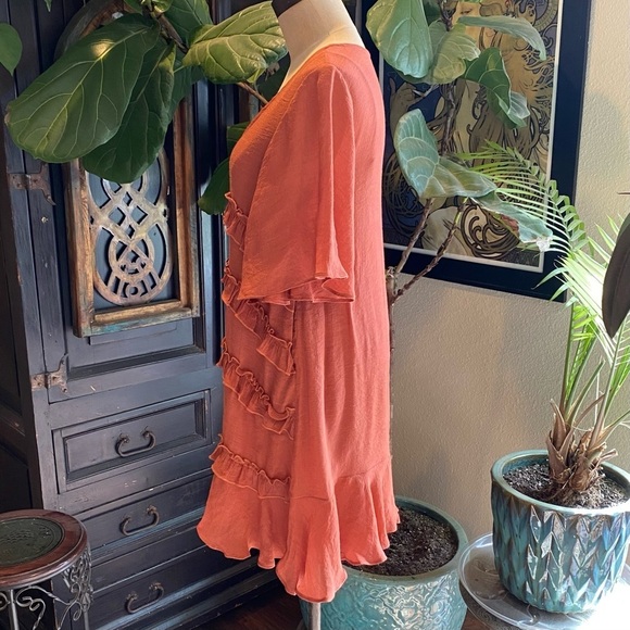 Vici Flawless Ruffled Terra Cotta v-neck Tunic Slip dress - Picture 9 of 16